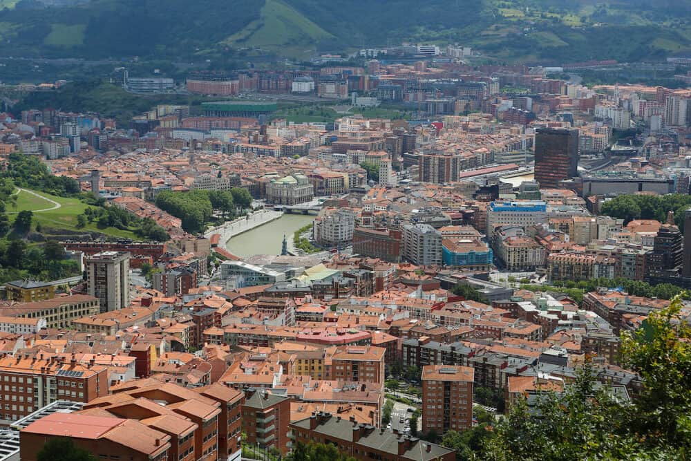Panorama on the center of Bilbao Basque country Spain.