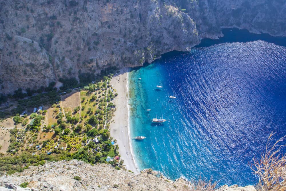 The Butterfly Valley (kelebekler vadisi) in the city of Oludeniz/Fethiye in western Turkey. You can only reach this valley by boat or rock climbing