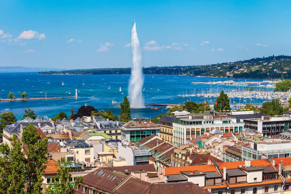 The Jet d'Eau or Water Jet is a large fountain in Geneva city in Switzerland