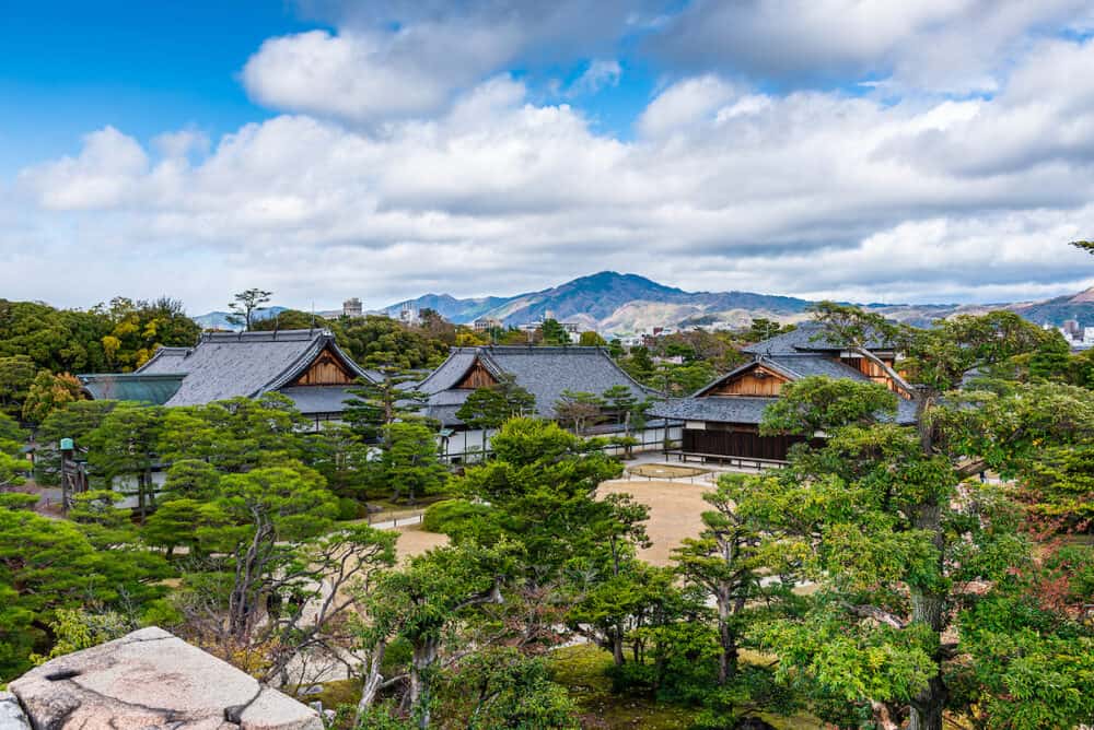 Kyoto, Japan at the green garden of Nijo Castle.