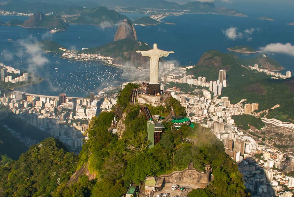 Christ the Redeemer statue on the top of a mountain, Rio De Janeiro, Brazil