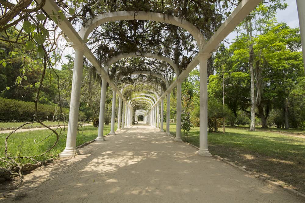 Path between Arcos in the Botanic Garden in Rio de Janeiro Brazil.