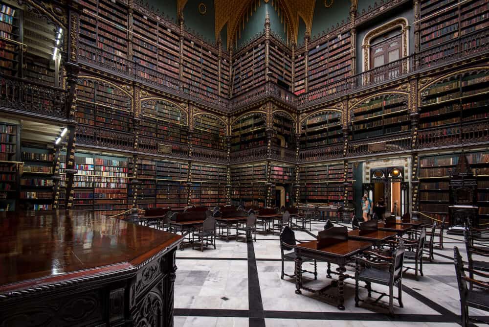Rio de Janeiro, Brazil - Reading room of the Royal Portuguese Cabinet of Reading. It has the largest and most valuable literary of Portuguese outside Portugal.