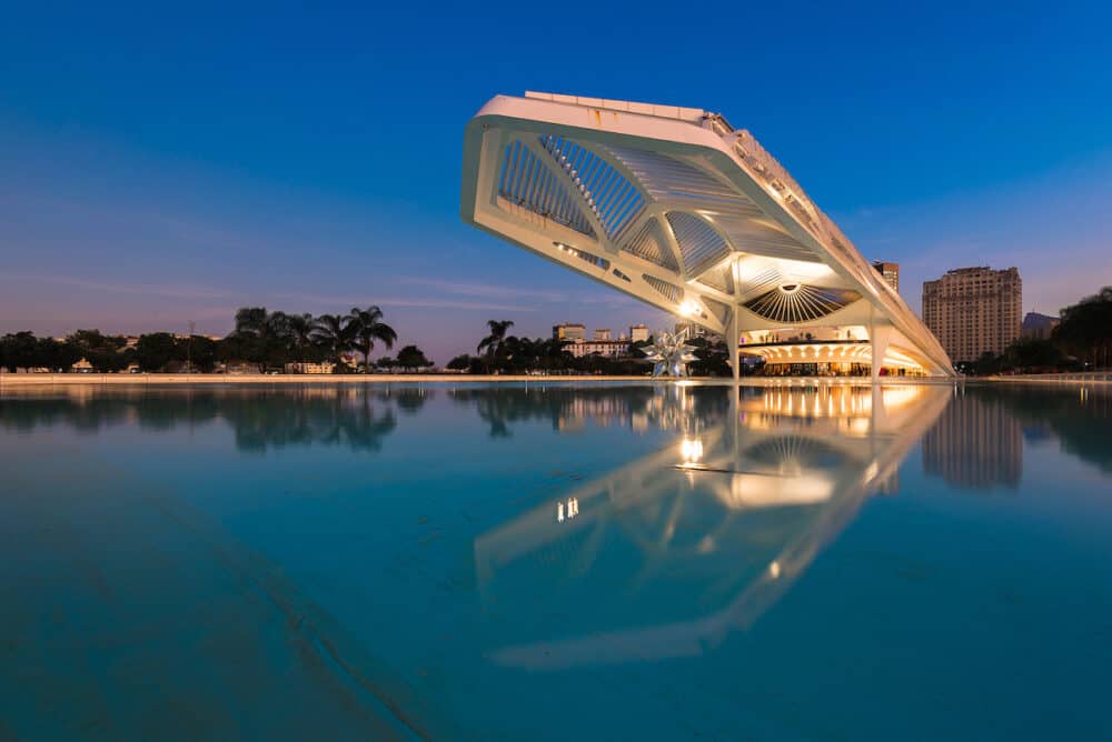 Rio de Janeiro, Brazil - The Museum of Tomorrow, a science museum in Rio de Janeiro. Designed by Spanish architect Santiago Calatrava and built next to the waterfront at Pier Maua.