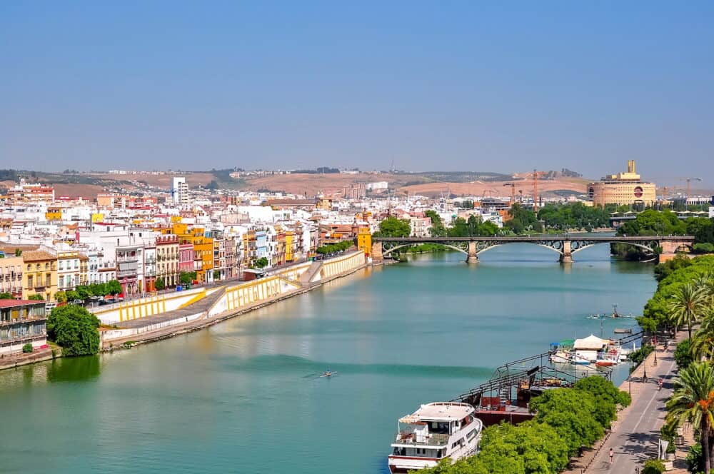 Seville embankment of Guadalquivir river in Spain