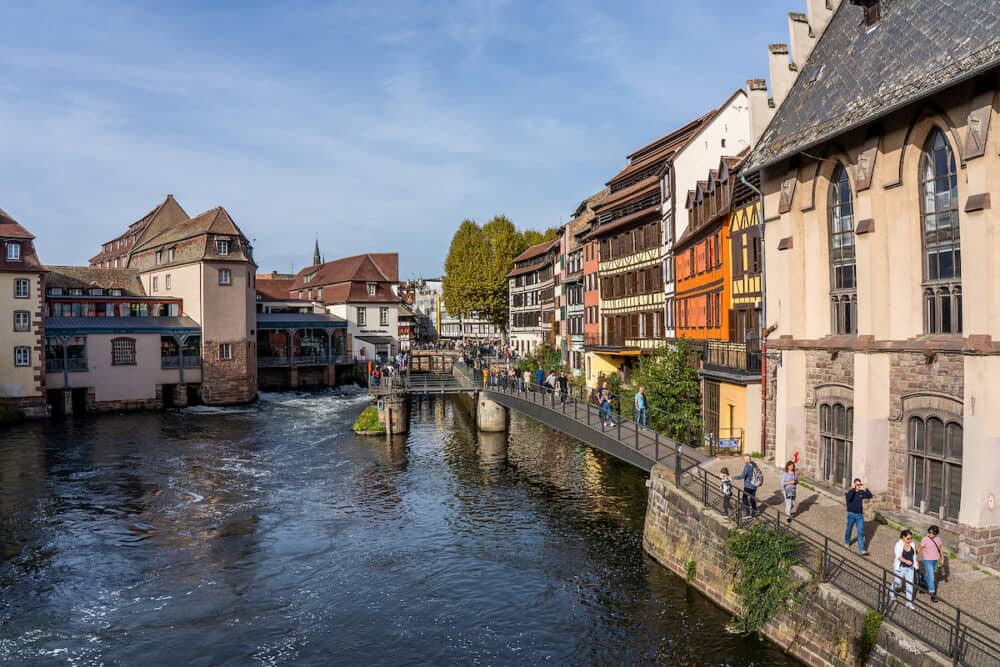 Strasbourg, France - Historic area, old town water canal of Strasbourg, Alsace, France. Petite France. High quality photo