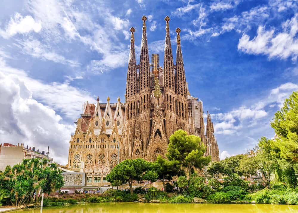 BARCELONA, SPAIN -  Sagrada Familia  in  Barcelona. Sagrada  - the most known the buildings created by Antoni Gaudi.