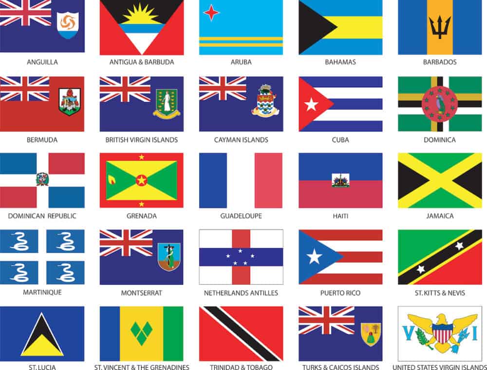 Complete set of all twenty five caribbean countries.