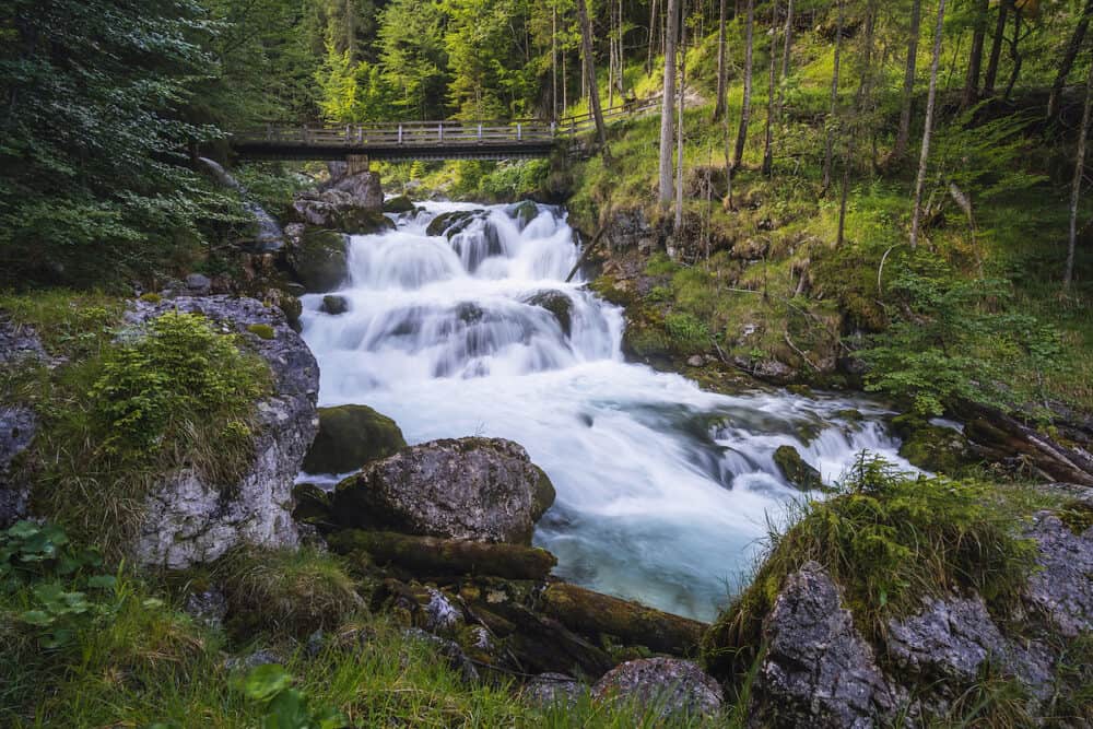 Forest river in Waldbachstrub near Hallstatt, Escherntal Austria