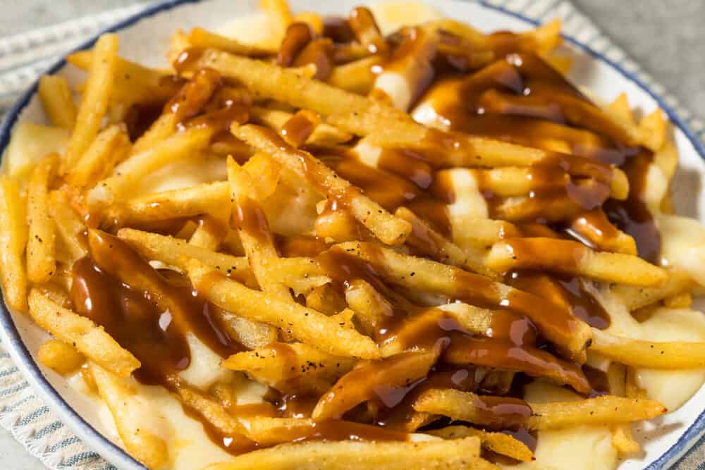 Homemade Canadian Poutine Gravy French Fries with Cheese Curds