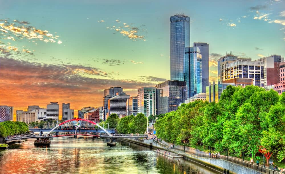 Sunset over the Yarra River in Melbourne - Australia, Victoria
