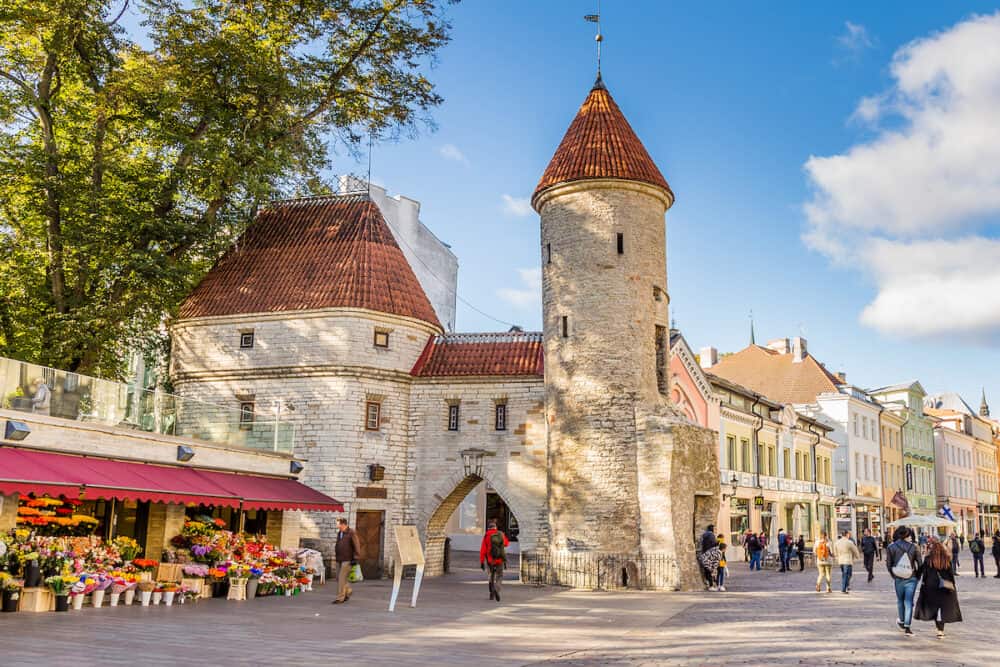 Tallinn, Estonia - Towers of Viru Gate at the entrance to the old town of Tallinn, Estonia