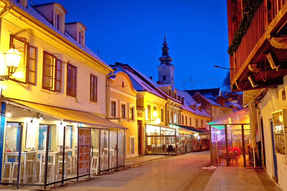 Historic old Tkalciceva street of Zagreb evening view, capital of Croatia