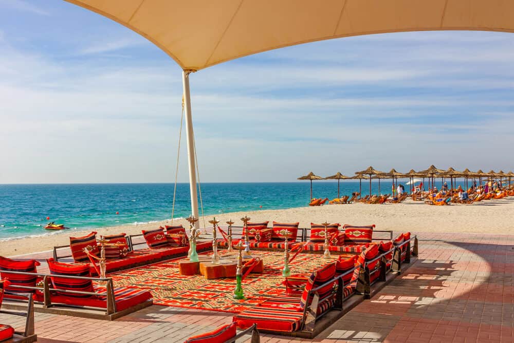 Abu Dhabi - Hookah cafe on the beach of Sir Bani Yas island, Abu Dhabi Emirate.