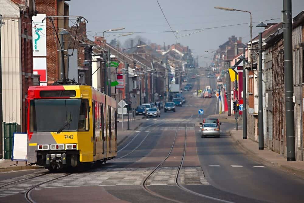 Urban street with smoggy view in Belgium