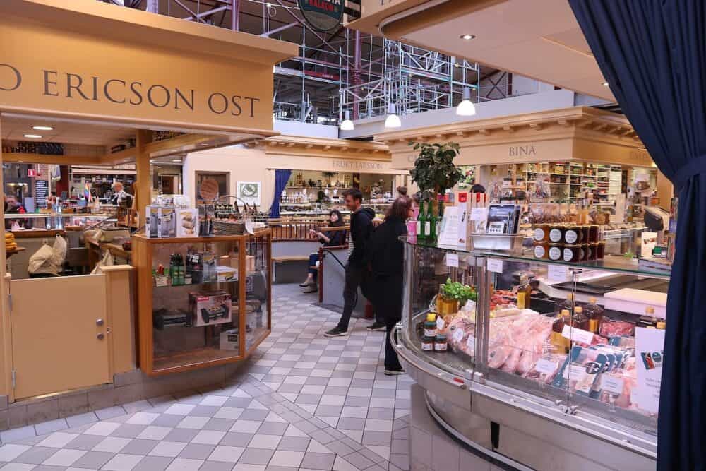 GOTHENBURG, SWEDEN -  Old food and gourmet cuisine marketplace in Gothenburg, Sweden. The Stora Saluhallen market is located at Kungstorget square.