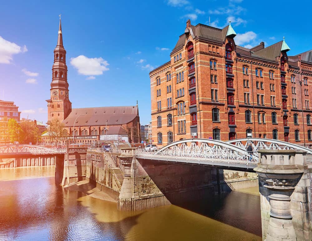 Urban view of Hamburg city, Germany. Historic center