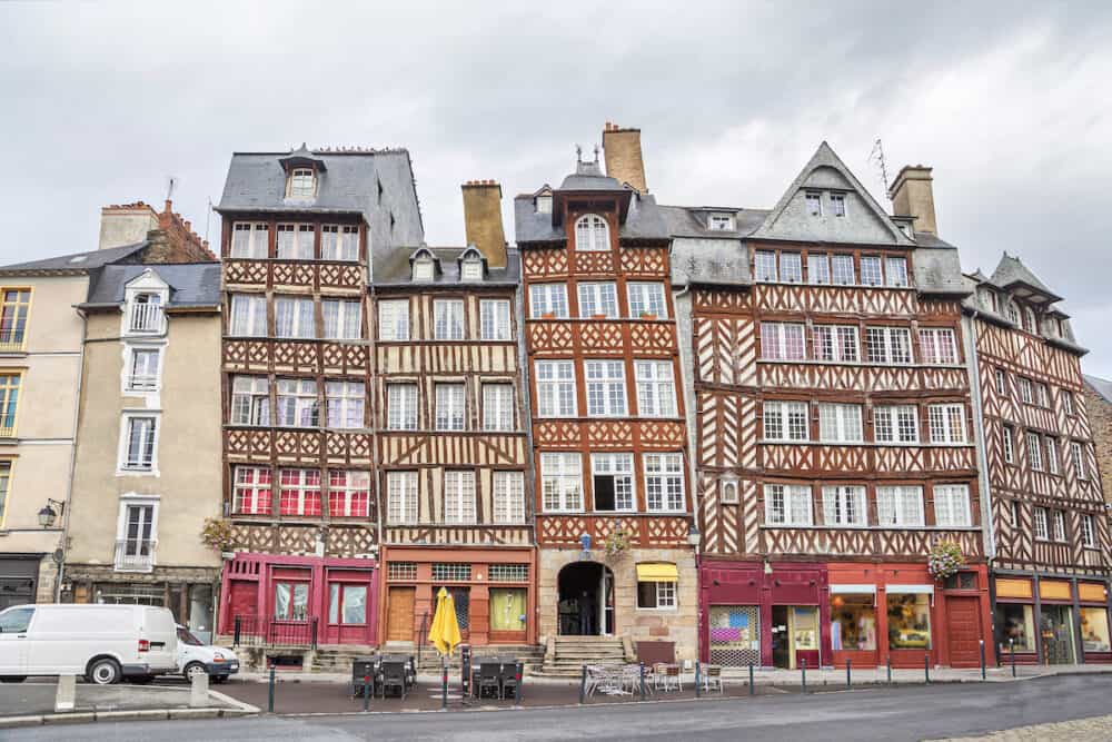 Old half-timbered buildings in Rennes Brittany France