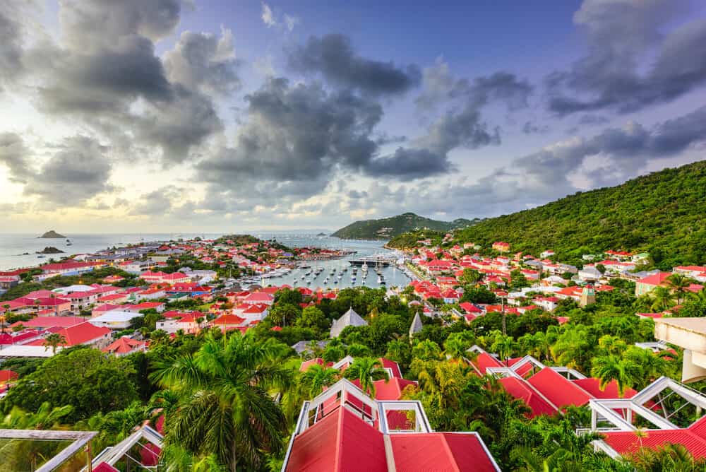 Saint Barthelemy skyline and harbor in the Caribbean.