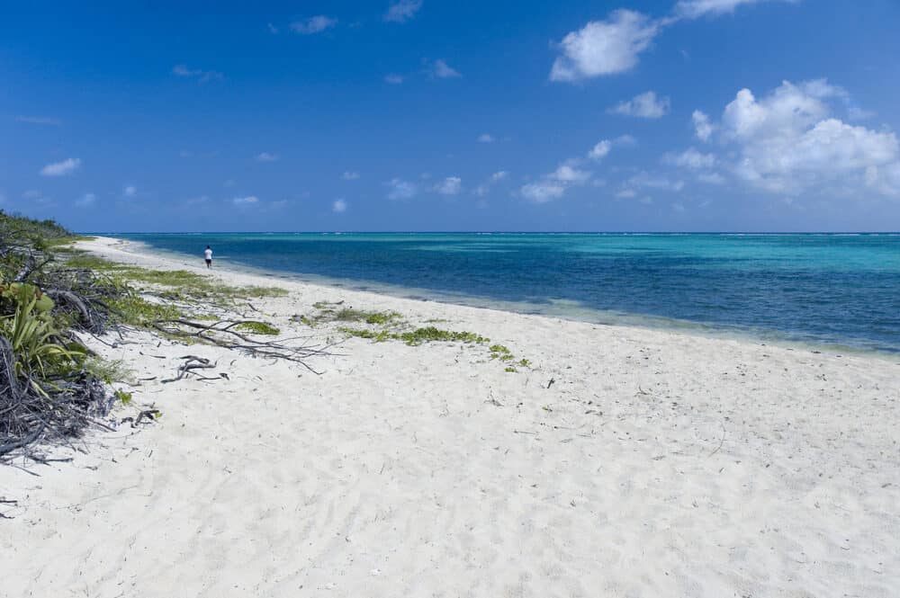 an almost empty caribbean island white sand beach