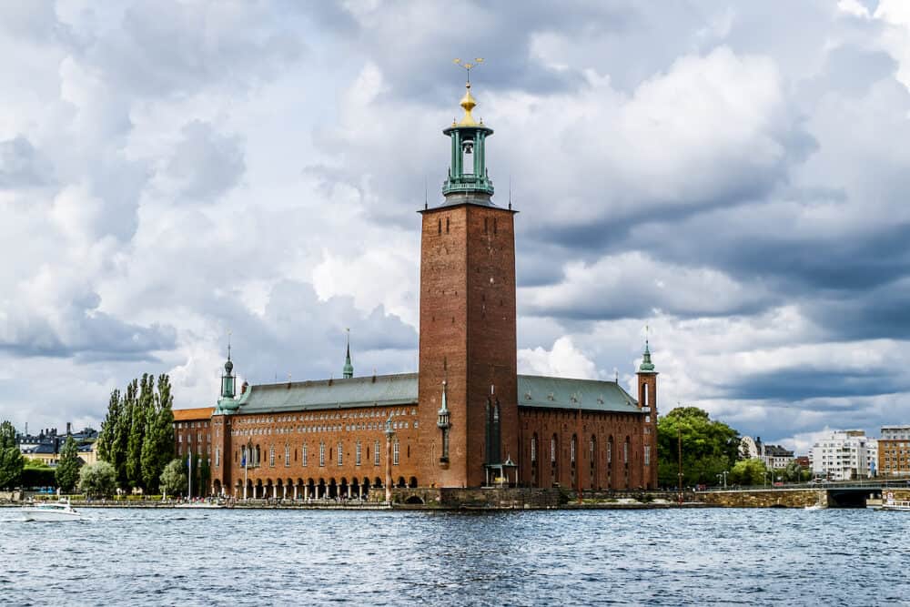 The tower of the Stockholm city hall in Stockholm. Sweden