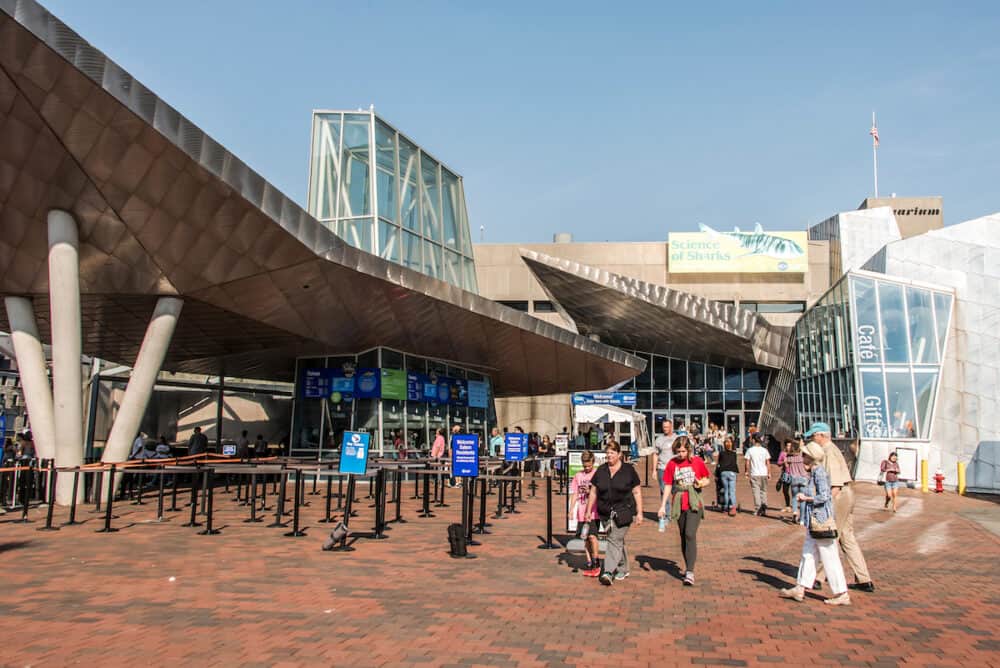 BOSTON MASSACHUSETTS USA - entrance of the New England Aquarium in Boston