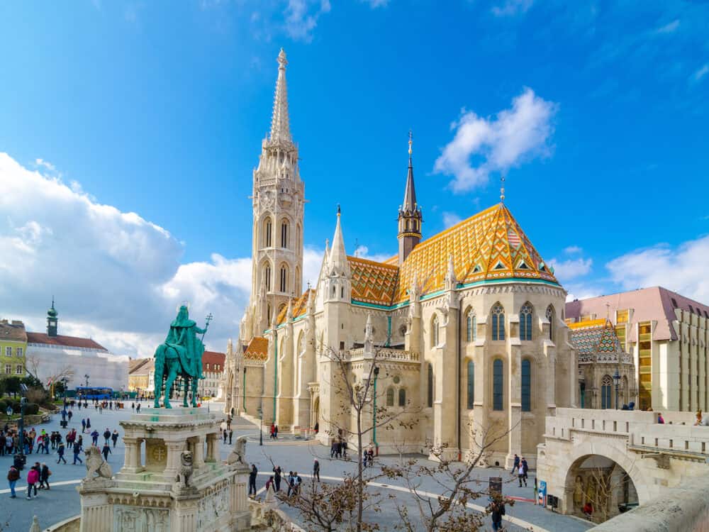 BUDAPEST, HUNGARY - Matthias Church is a Roman Catholic church located in Budapest, Hungary, in front of the Fisherman's Bastion at the heart of Buda's Castle District