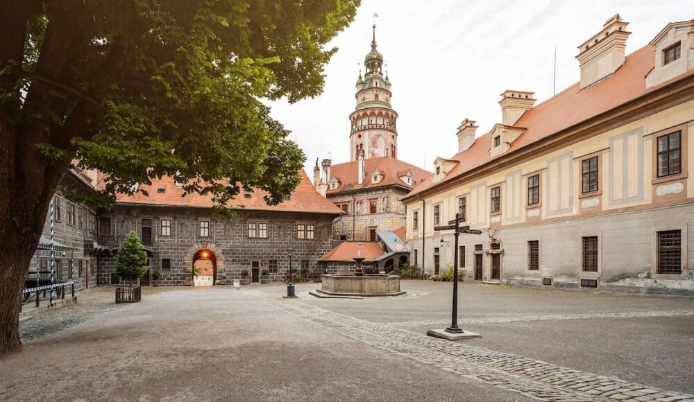 The State Castle and Cesky Krumlov in the South Bohemian district