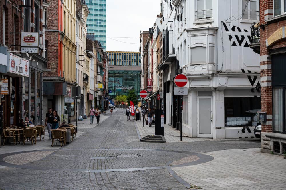 Charleroi, Wallon Region, Belgium - People in the shopping streets of old town