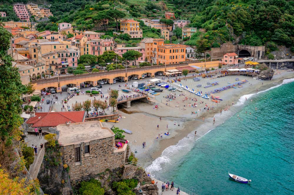 Monterosso al Mare / Italy -  View of the village and the beach. Monterosso is the westernmost of the Cinque Terre, a national park protected by Unesco.