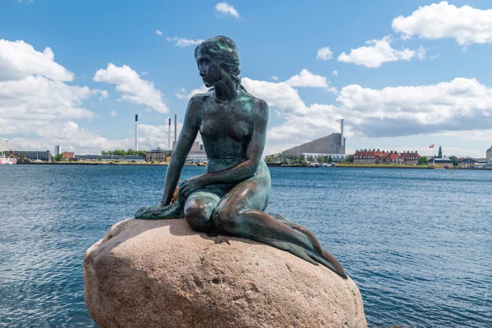 Copenhagen, Denmark - Statue of The Little Mermaid at Langelinie. The Little Mermaid (Danish: Den lille Havfrue), bronze statue by Edvard Eriksen.
