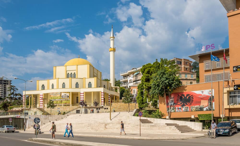 DURRES, ALBANIA - - Main Mosque in Durres city - Albania. Durres is the second largest city of Albania located on the central Albanian coast.