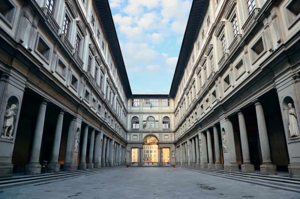 Uffizi Gallery in Piazzale degli Uffizi in Florence Italy.