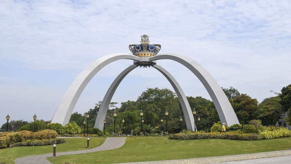 Johor Bahru, Malaysia-  Entrance gate to Istana Bukit Serene (Serene Hill Palace), the official residence to the Sultan of Johor, Malaysia.