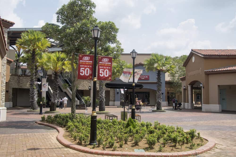 Johor Bahru, Malaysia-  View of Johor Premium Outlets (JPO), an outlet mall in Johor Bahru, Malaysia. It is the first luxury premium brand outlet in Southeast Asia.