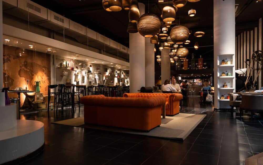 Kortrijk, West Flanders Region - Belgium - Art deco interior of a bar and restaurant