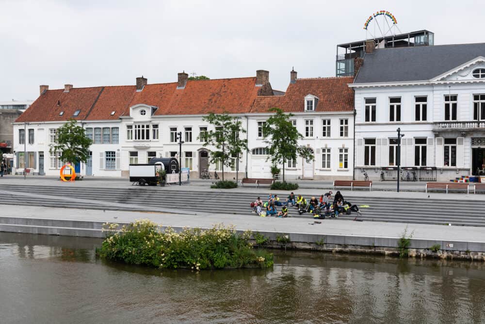Kortrijk, West Flanders Region - Belgium - Banks of the river Ley