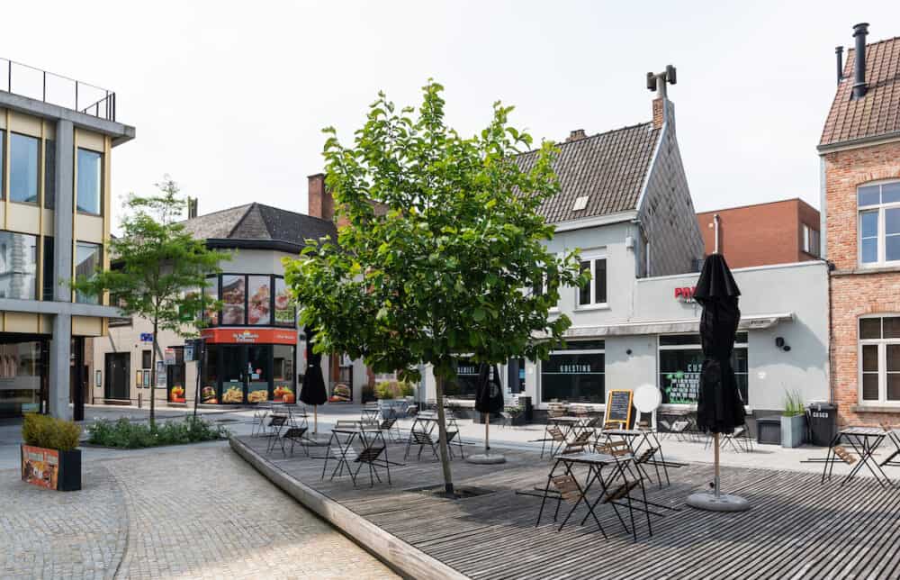 Kortrijk, West Flanders Region - Belgium - Old market square with tourists