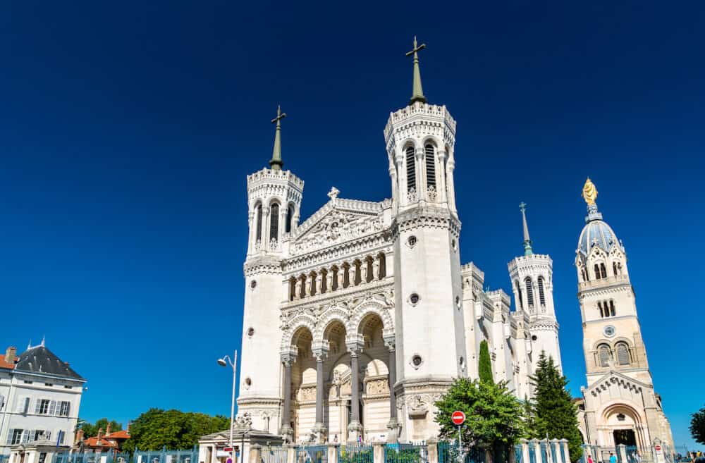 The Basilica of Notre Dame de Fourviere in Lyon - Auvergne-Rhone-Alpes, France