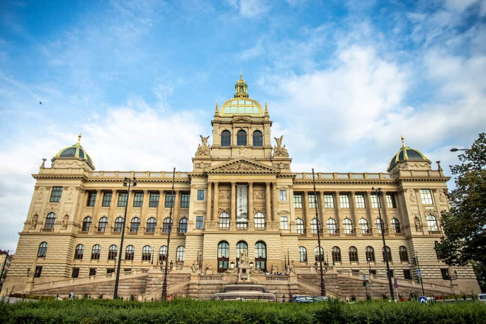 Prague, Czech Republic - Wenceslas square and National Museum in Prague, Czech Republic