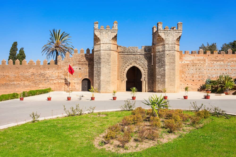 Chellah entrance gate. Chellah is a medieval fortified necropolis located in Rabat Morocco. Rabat is the capital of Morocco.
