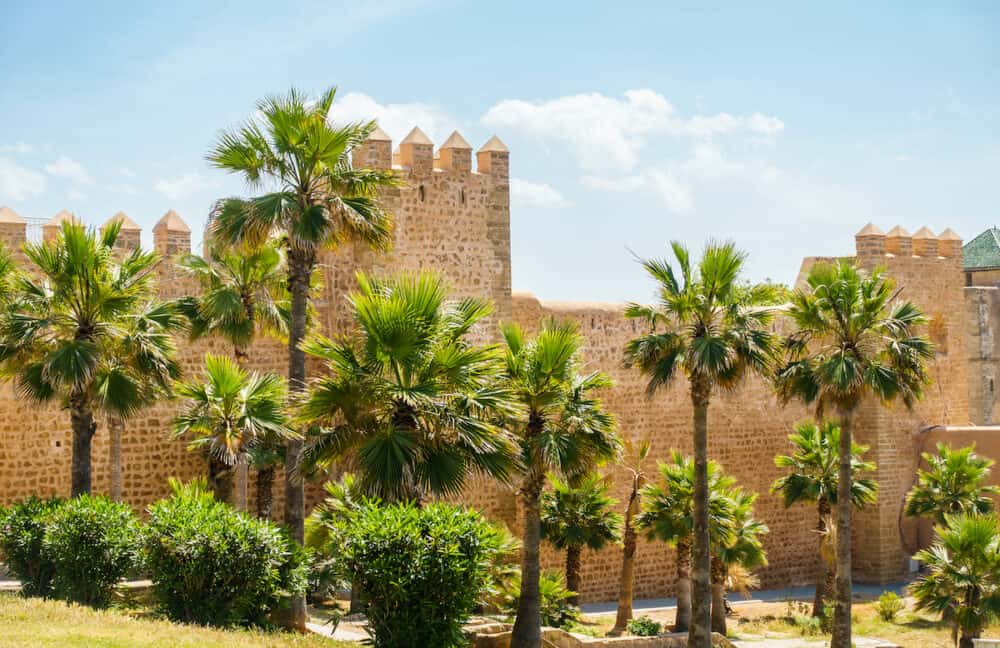 The protective wall of the Kasbah of Udayas in Rabat Morocco Africa.
