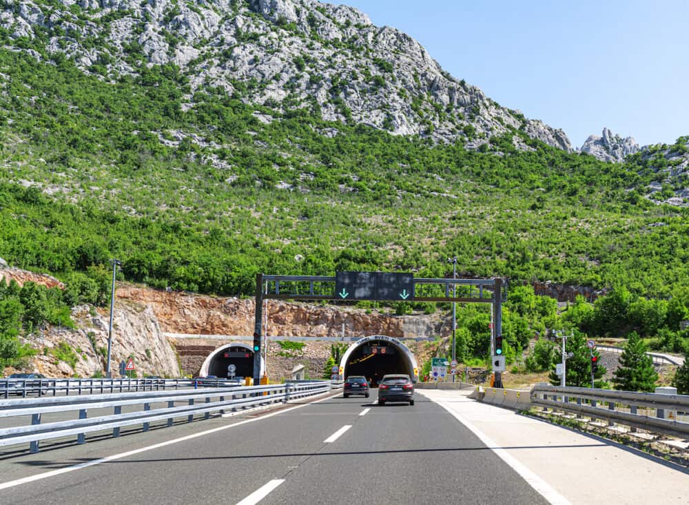 Tunnel on the express road in Rijeka, Croatia.