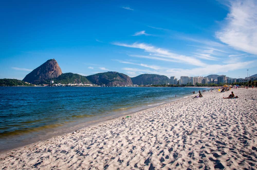 Aterro do Flamengo Beach with the Sugarloaf Mountain in the Horizon, Rio de Janeiro, Brazil