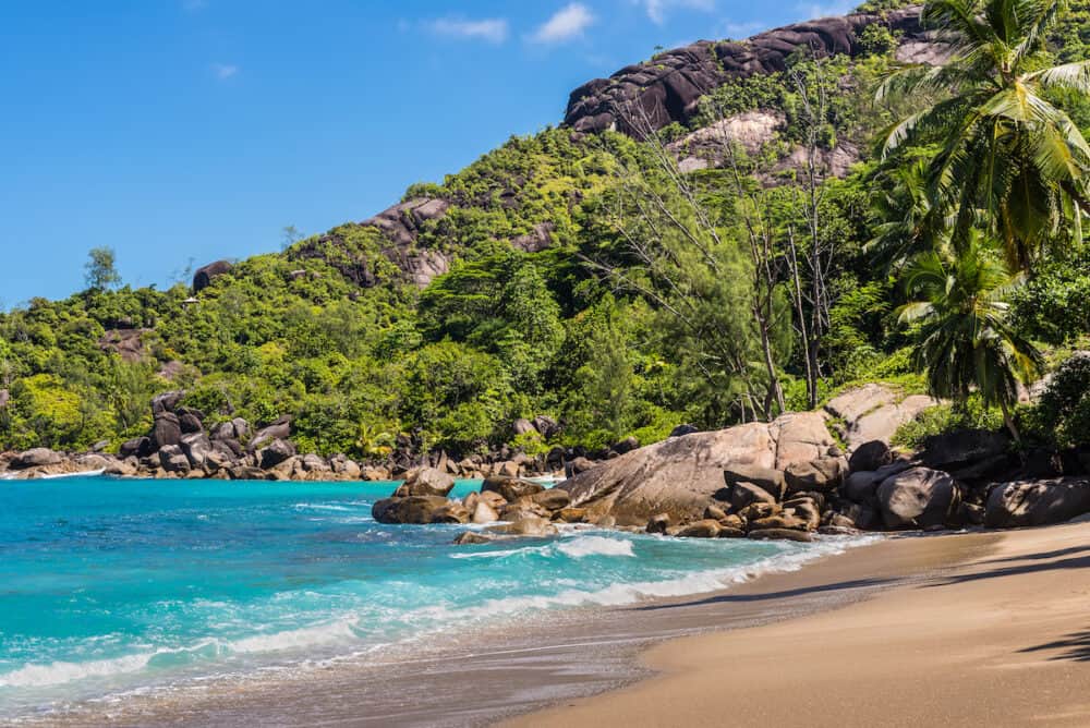 Anse Mayor is a wonderful hard-to-reach beach on the North-West side of Mahe Island Seychelles.