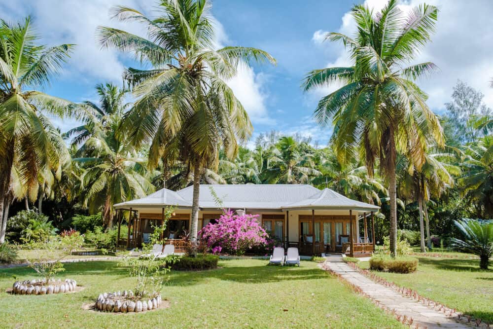 Praslin Seychelles - Luxury self catering bungalow villa in a tropical garden in Seychelles.