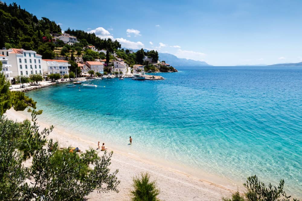 Beautiful Adriatic Beach and Lagoon with Turquoise Water near Split Croatia
