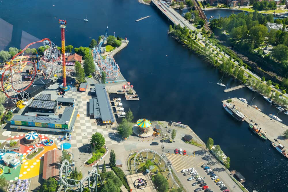 Tampere, Finland -  Beautiful top view of amusement park Sarkanniemi.