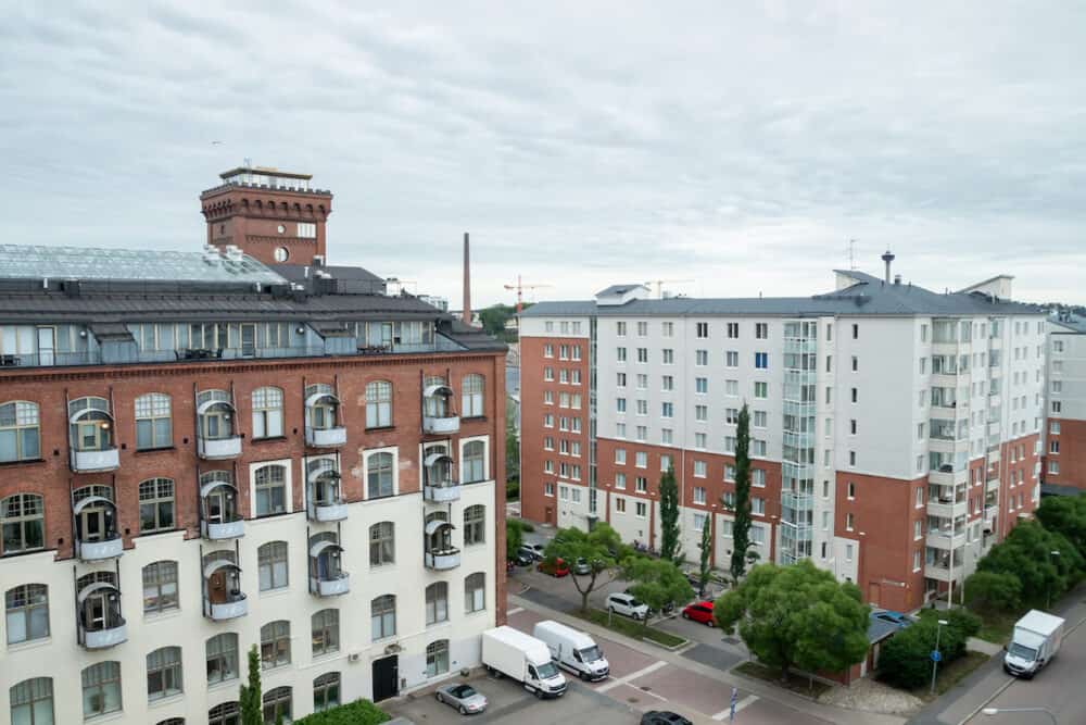 Tampere, Finland - City view to the apartment buildings and hotel