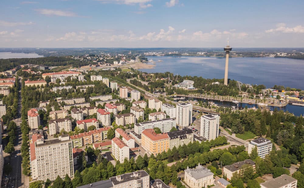 Aerial view of Tampere, one of the biggest cities in Finland